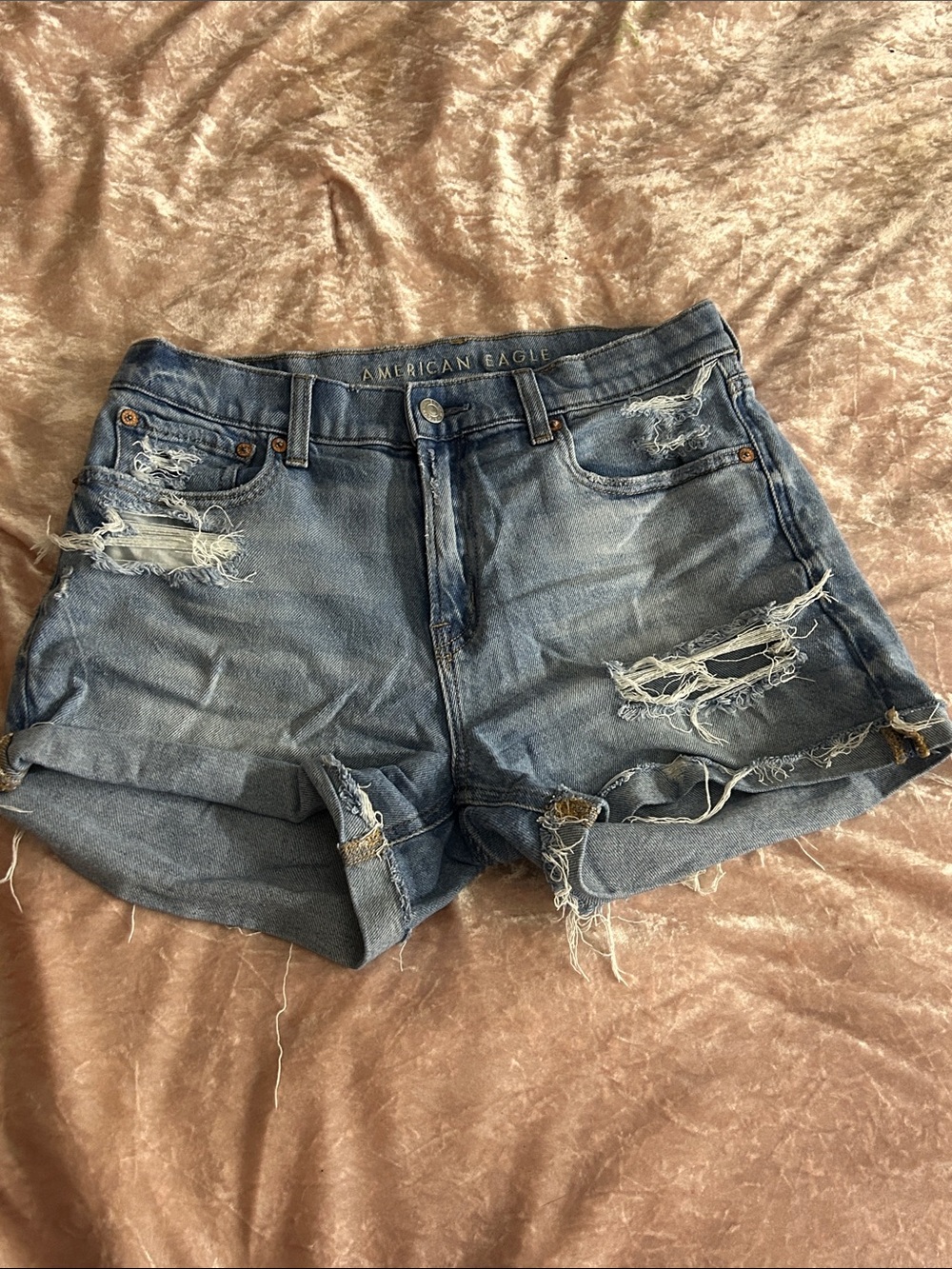 American Eagle Outfitters Blue Distressed Denim Cutoff Shorts
